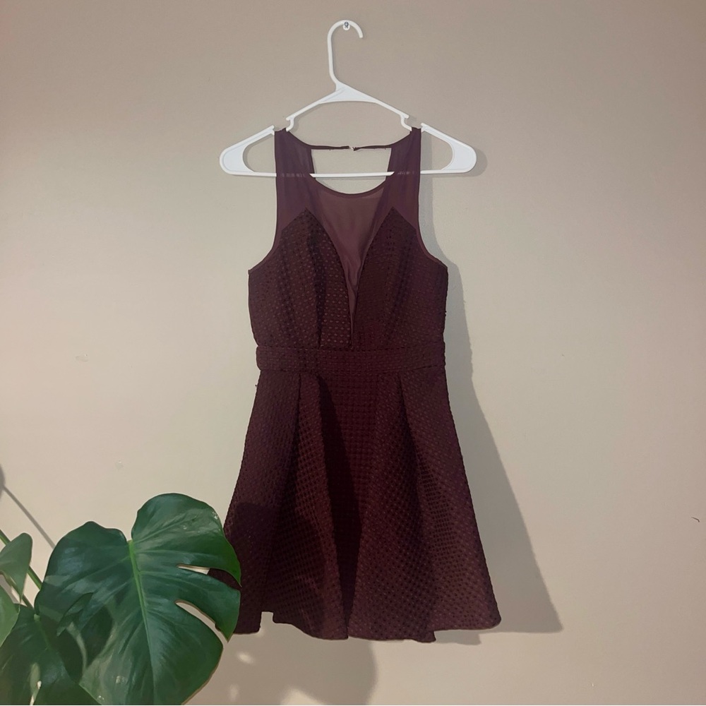 BCBGeneration Burgundy Textured Mini Dress